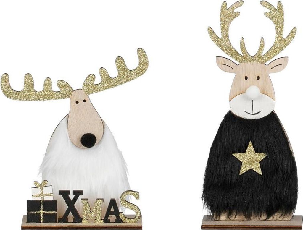 House of Seasons Dekoration Hirsch schwarz/weiß 5 x 15 x 18 cm