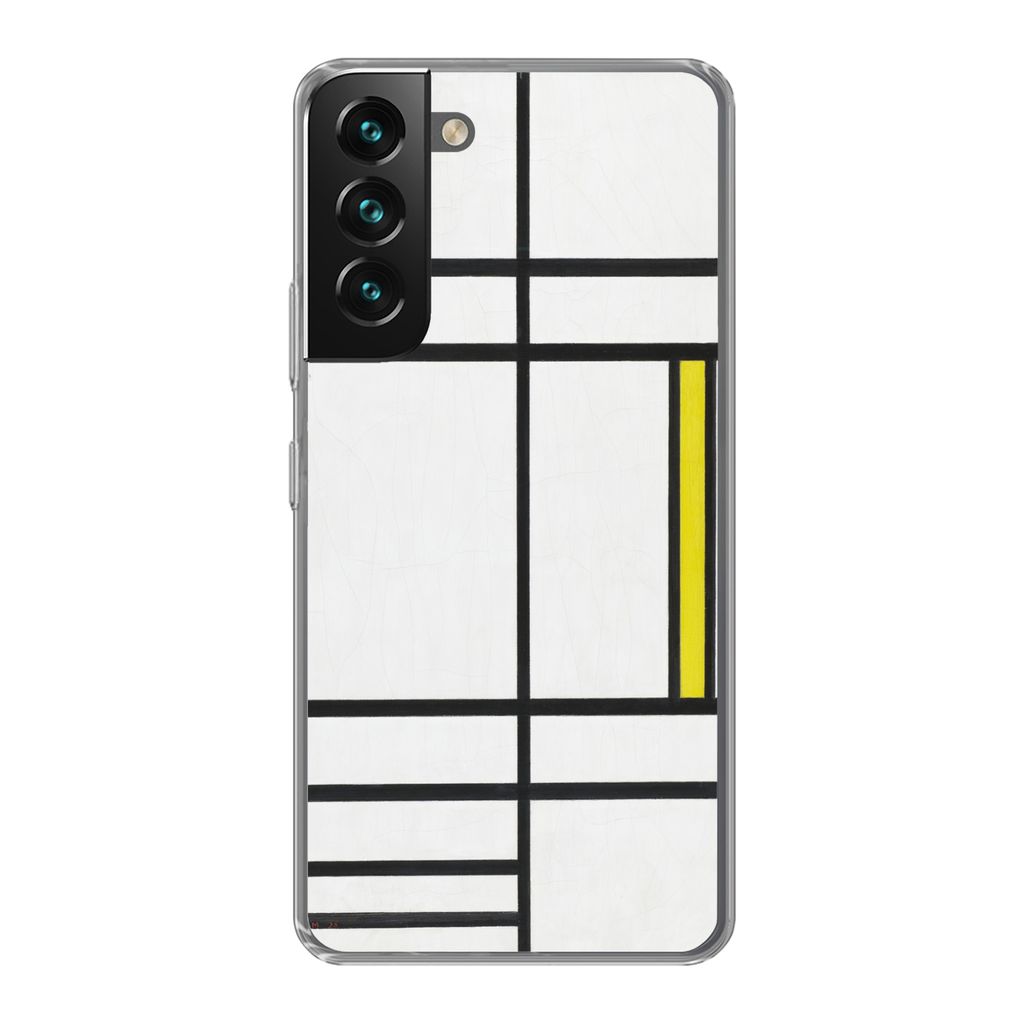 MuchoWow Handyhülle Schutzhülle Hülle für Samsung Galaxy S22 Plus Komposition in Weiß, Rot und Gelb - Piet Mondrian Silikon Softcase Handy H...
