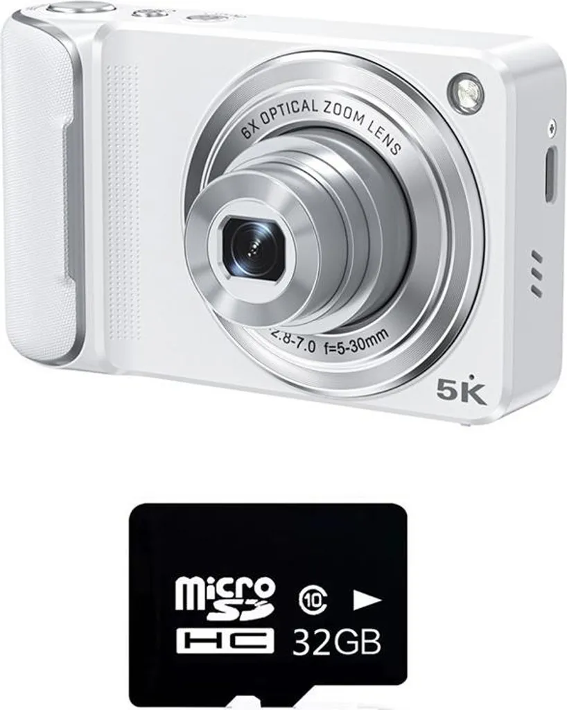 INF Fotocamera Digitale HD Selfie - Zoom 6x Ottico Bianco 32GB