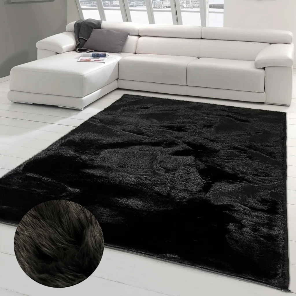 Tapis classique noir 140x200 cm pour salon et salle à manger lavable