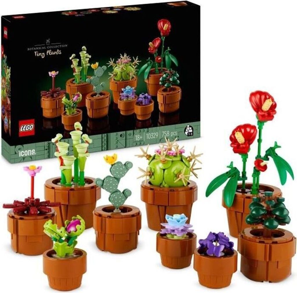 LEGO Icons 10329 Miniaturpflanzen, Botanische Sammlung, 9 künstliche Pflanzen mit Blumen, Zimmerdekoration, Bauset für Erwachsene