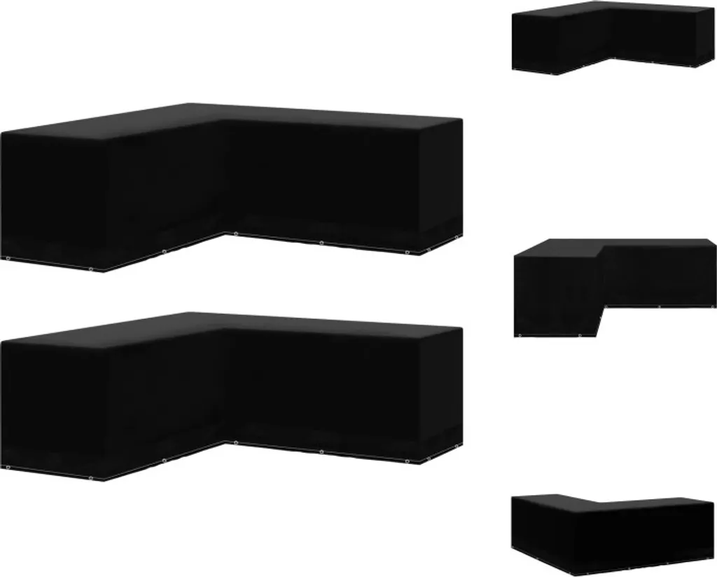 vidaXL Copri mobili da giardino 2 pz. Forma a L 12 occhielli 250x250x90 cm - Coprimobili da giardino