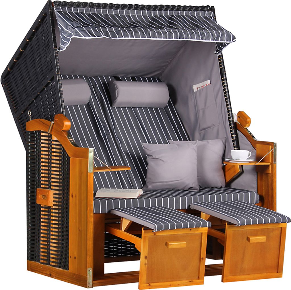 Strandkorb Ostsee Wacholder PE Schwarz Dessin Royal Produktbild 