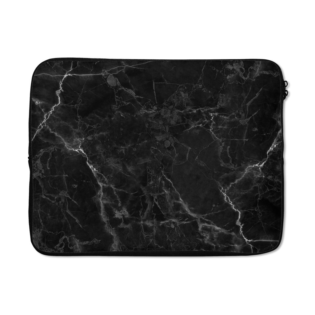 MuchoWow Laptop Hülle 15 Zoll Marmor - Schwarz - Weiß - Textur - Marmoroptik Laptoptasche - Laptoptasche - Sleeve - Rundum-Schutz