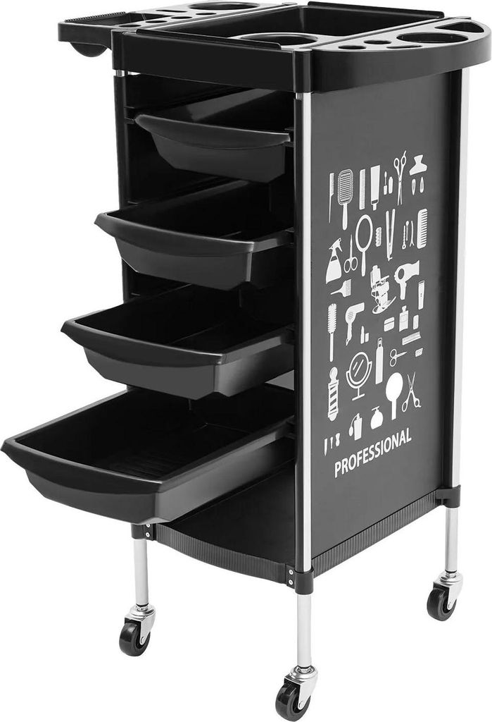 Friseurwagen - Salon Rollwagen - 6 Ebenen - PP-Kunststoff - Universalrollen - 30–50 kg Traglast - Montage erforderlich