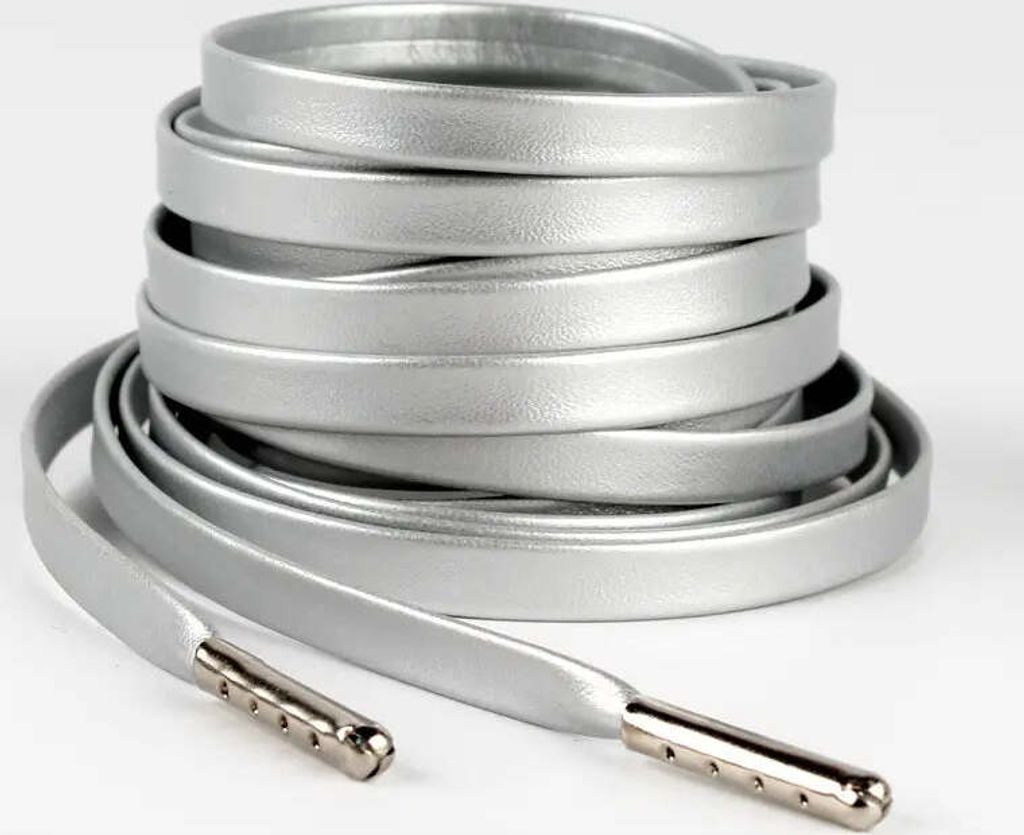 Lederschnürsenkel - Silber - 110 cm