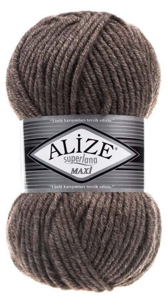 A ball of brown yarn with a label.