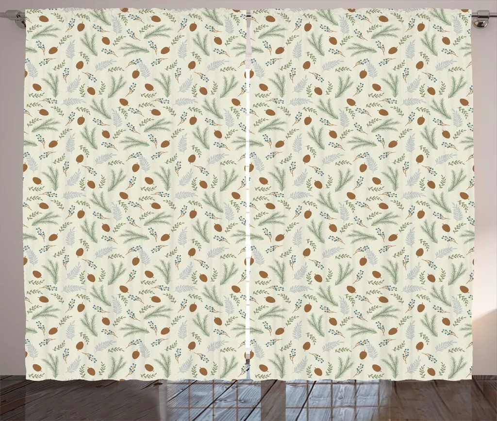 Tenda Arredo Rustico ABAKUHAUS 280x175 cm - Motivo Pigne Botaniche