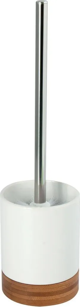 MSV Série Talinn Brosse WC en Céramique Blanche et Bambou Naturel
