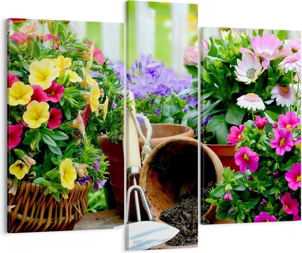 Bild auf Leinwand - Leinwandbild - Pflanzen Garten Frühling Natur - 95x80cm - Wand Bild - Wanddeko - Leinwanddruck - Bilder - Kunstdruck - Wanddek...
