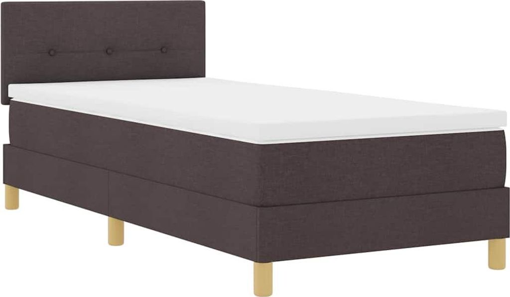 vidaXL LED Boxspringbett mit Kopfteil Dunkelbraun 90 x 190 cm Stoff