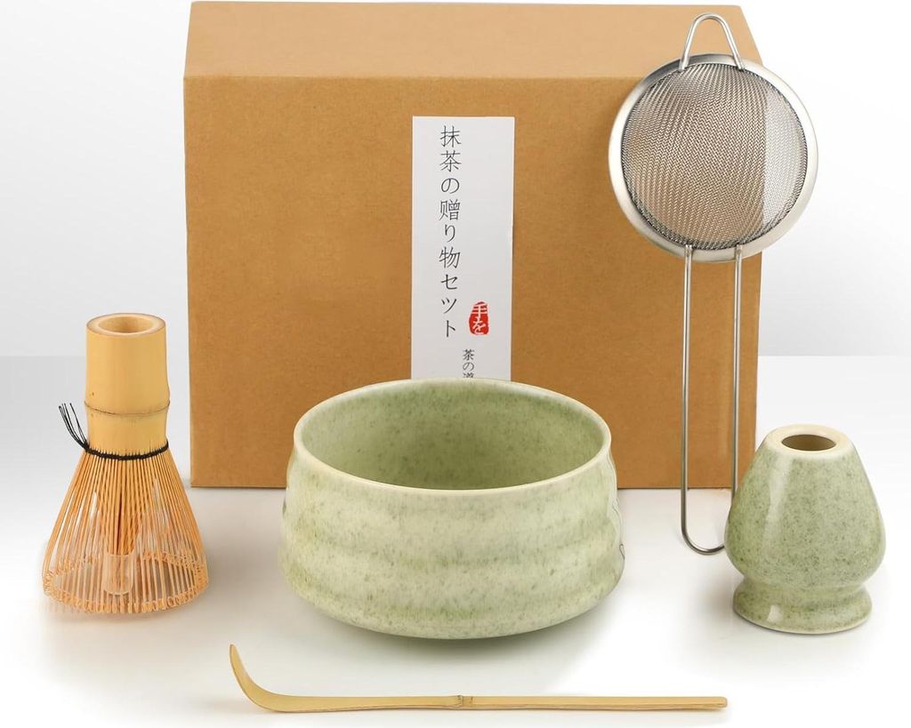 Matcha Set - Matcha Tea Set 5 Piece Matcha Besen Set - Matcha Set fš¹r Einsteiger - Stylisches Matchas Set Matcha-Besen,Matcha Filtersieb,Matcha-...
