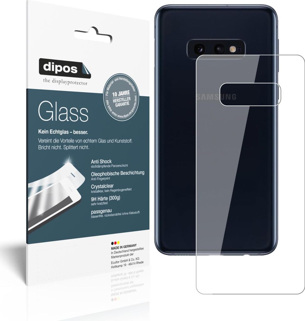 2x Schutzfolie für Samsung Galaxy S10e Rückseite - Anti-Shock 9H Folie dipos Glass Kunststoffglas