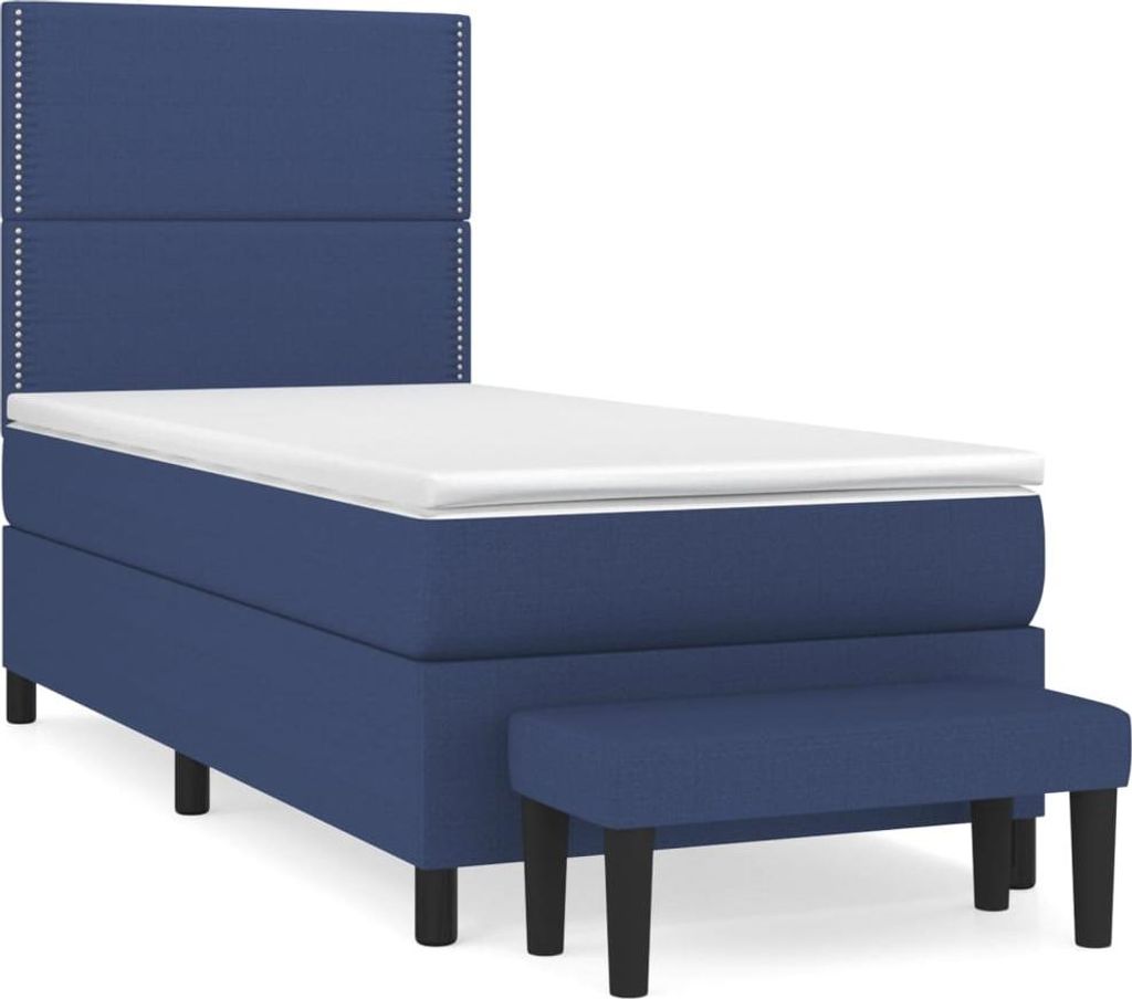vidaXL Boxspringbett mit Matratze Blau 100x200 cm Stoff
