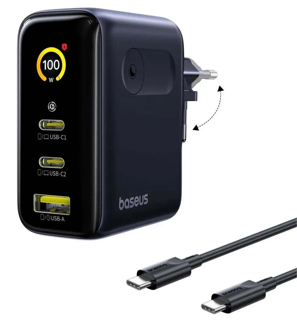 Chargeur USB C Baseus E0121B00 100W Rapide GaN Bleu Noir - 3
