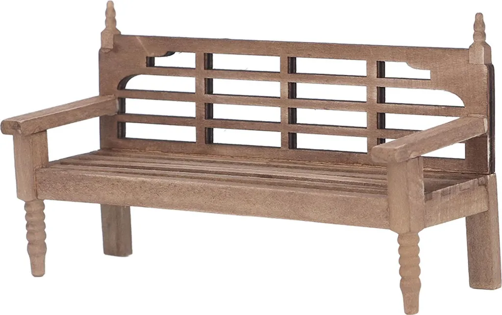 Arredo Giardino Miniatura 1:12 - Panchina in Legno Pregiato Grezzo