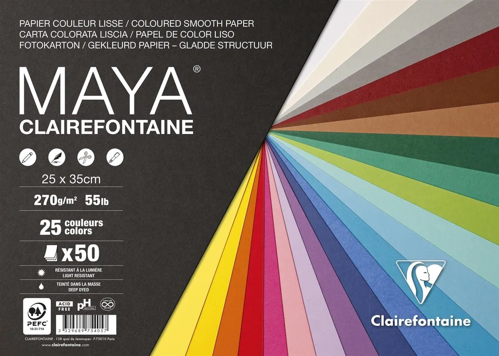 Carton Rigide Maya 270g Clairefontaine 25x35 pour Dessin et Coupe