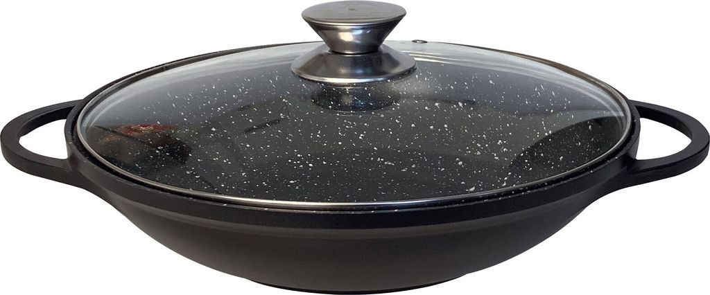 Wok Bratpfanne 40 cm Antihaft Wokpfanne Glasdeckel Asia Produktbild 