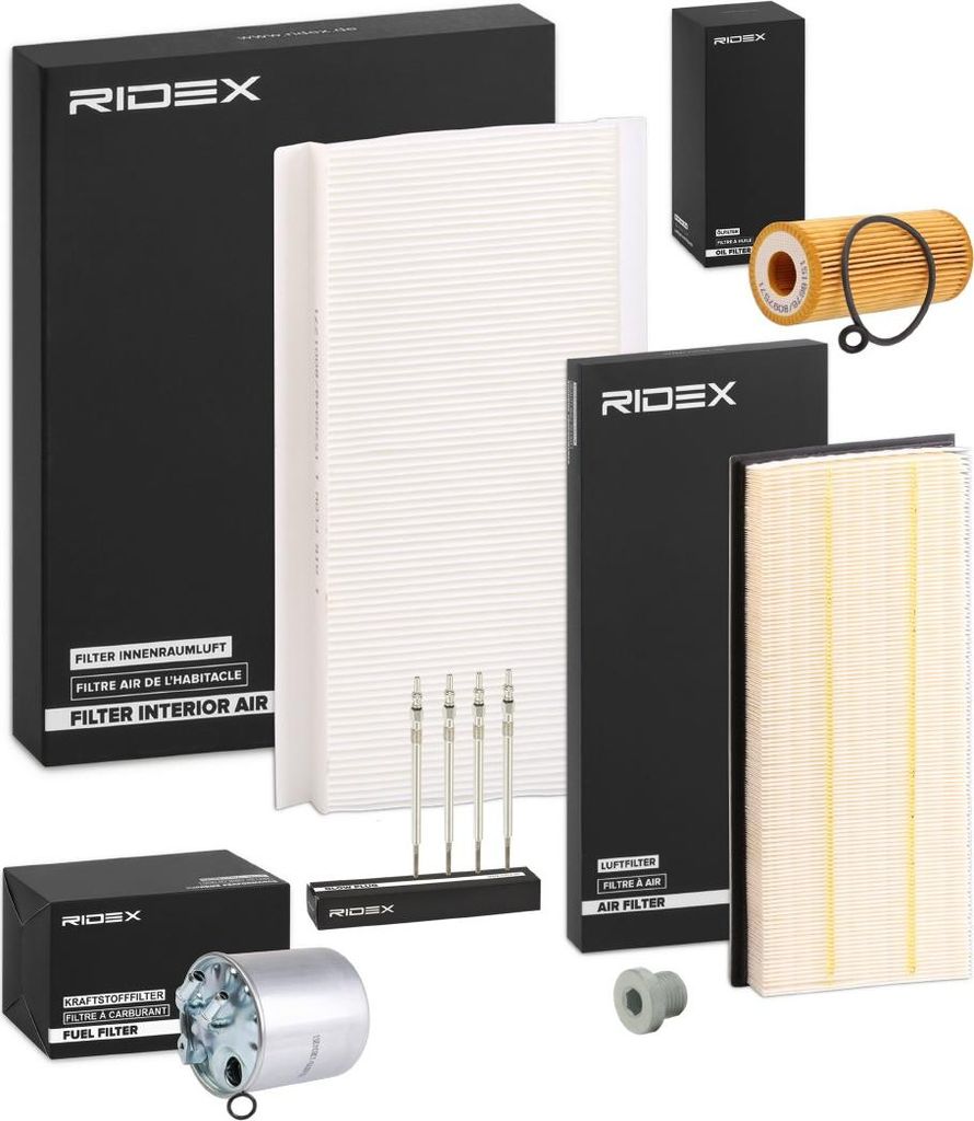 RIDEX Inspektionspaket Filterset passend für MERCEDES-BENZ A-Klasse (W169) B-Klasse (W245)