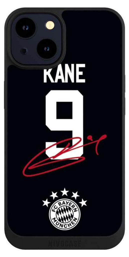 NIVOCASE Handyhülle für Apple iPhone 14 Hülle NIVOpure Case Schwarz FC Bayern München Trikot Harry Kane