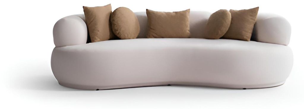 Brauner 3-Sitzer-Sofa Wohnzimmer-Sofa Gebogenes Sofa Wohnzimmermöbel