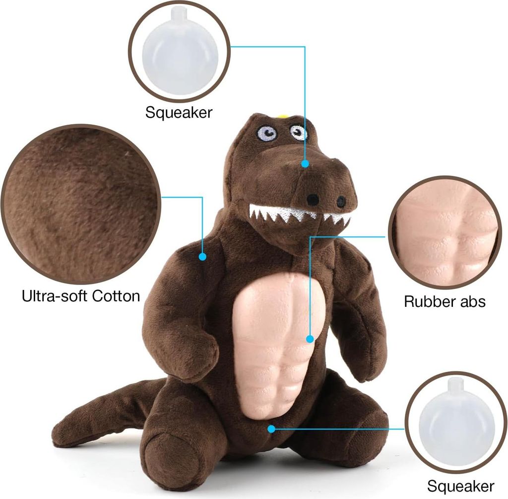 Hundespielzeug Plüsch Dinosaurier 20 cm Interaktiver Quietschendes Kauspielzeug