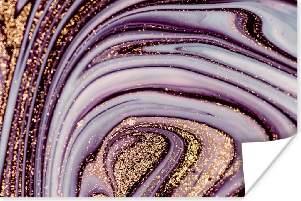 MuchoWow Poster Marmor - Rosa - Gold - Glitter - Marmoroptik - Luxus 180x120 cm - Fotoplakat