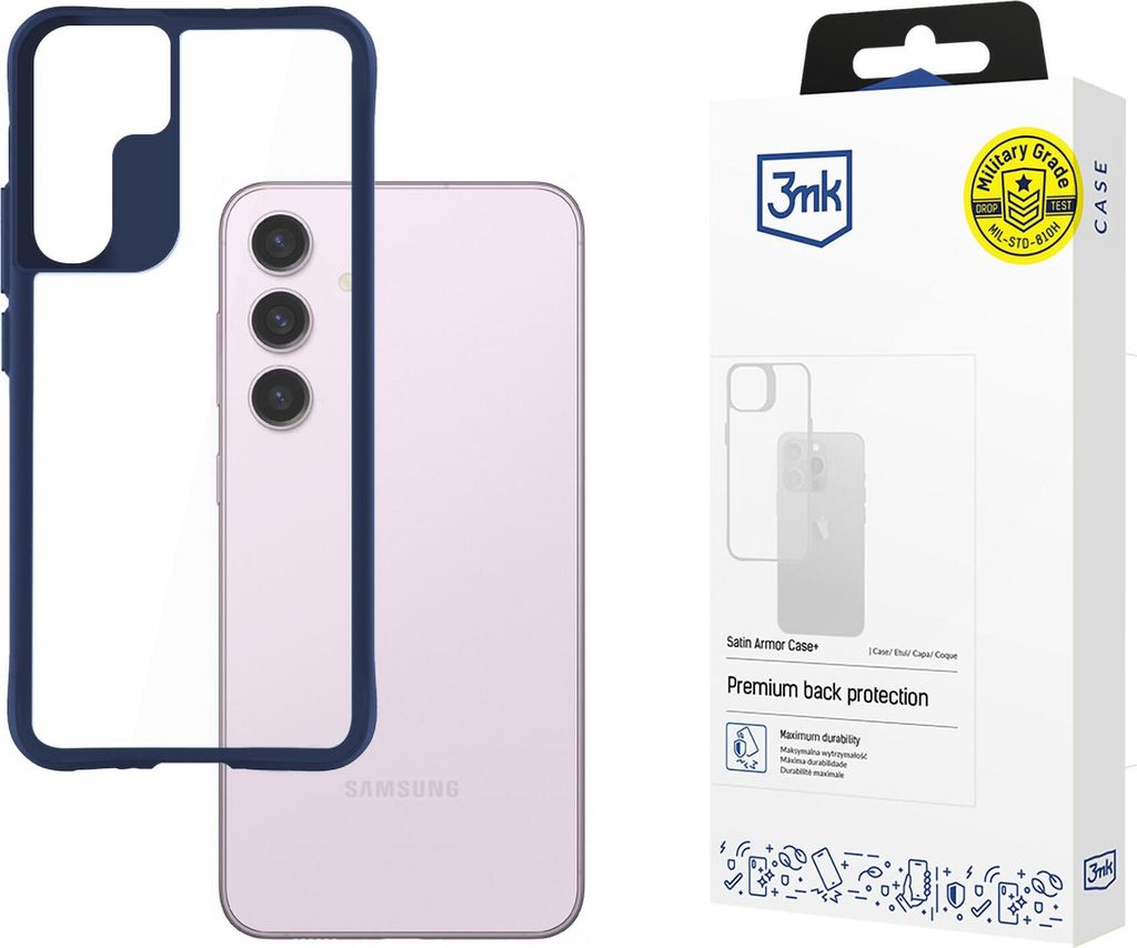 3MK Satin Armor Case+, Cover, Samsung, Galaxy S24, 15,8 cm (6.2"), Blau, Transparent