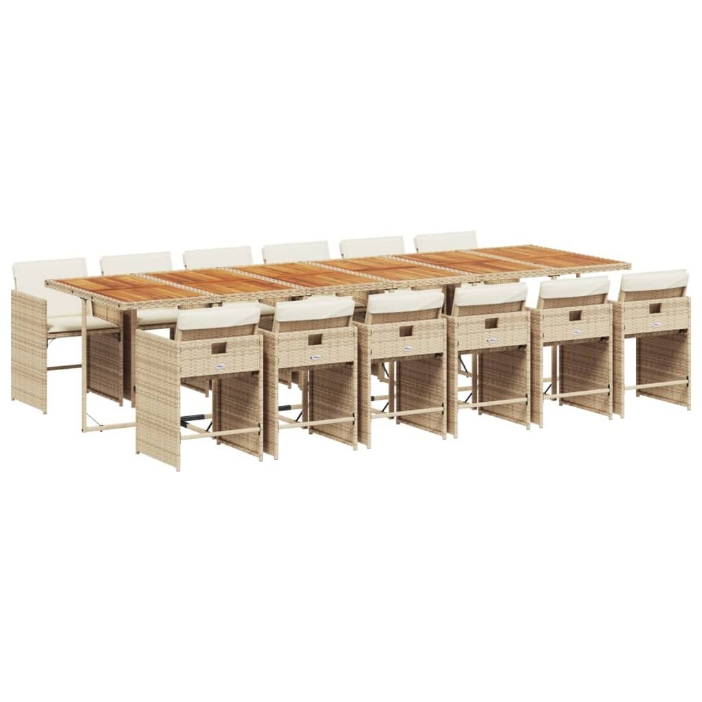 "2026 MODERNE" 13-tlg. Garten-Essgruppe - elegantes Design - Sitzgruppe/Gartenmöbel-Set - mit Kissen Beige Poly Rattan - Terassenmöbel NeuMöbel1...