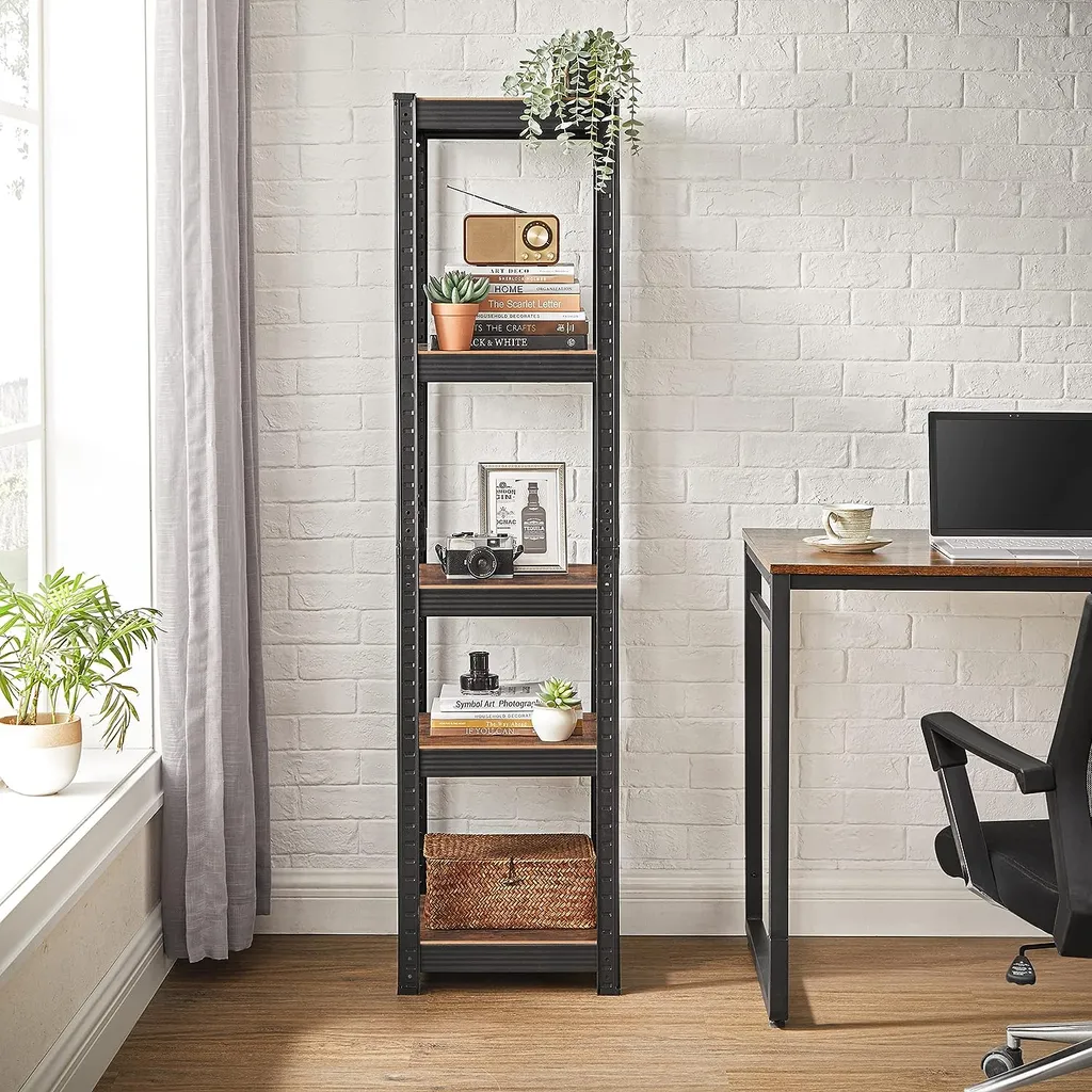 Bibliothèque colonne de rangement 5 étagères en métal robuste 150 cm noir