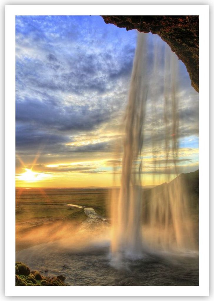 Poster - Poster ohne Rahmen - Wasserfall Natur Park Sonne - 70x100 cm - Wand Bild - Wanddeko - Wandbilder - Kunstposter - Wandposter - Bilder - Kun...