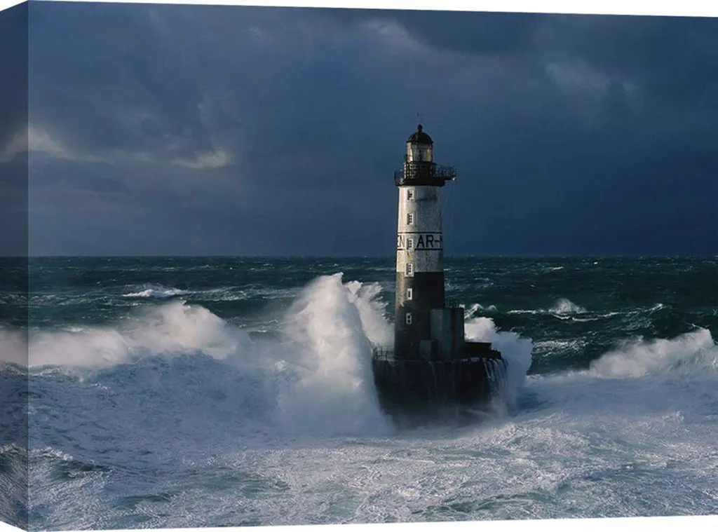 Grand Tableau Phare dans la tempête - Habillez vos murs avec l'Océan