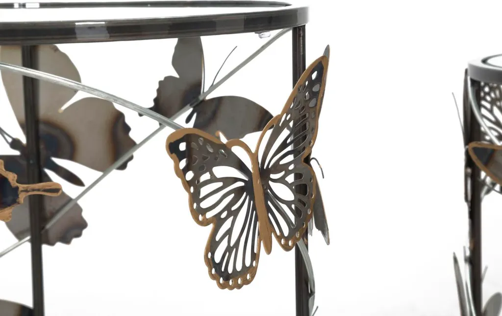 Table Basse Farfalle Noir 42cm : Solution Gain de Place Lot de 2 Tables
