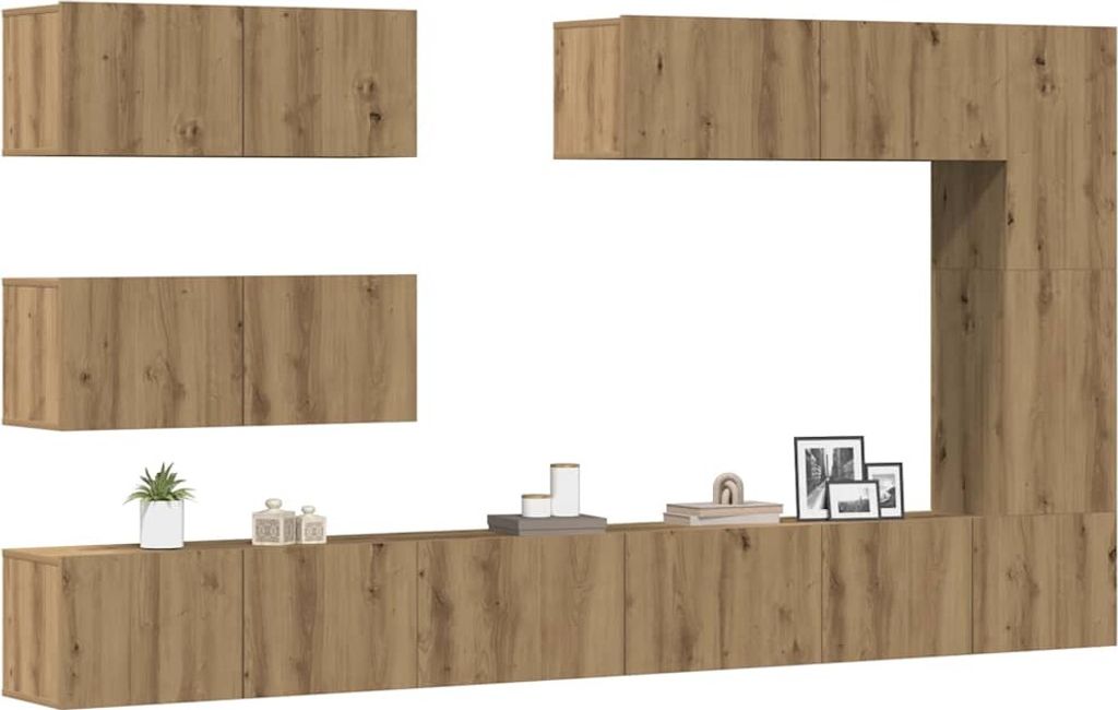 Maison Exclusive - 7-tlg. TV-Schrank-Set Wandmontage Artisan-Eiche Holzwerkstoff