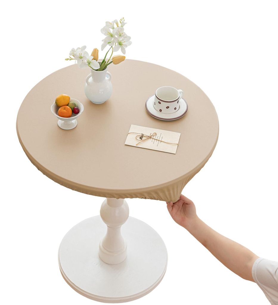 Runde, elastische Tischdecke, wasserdicht und abwischbar, für drinnen und draußen, Picknick, Küche, Essbereich, 61-119 cm