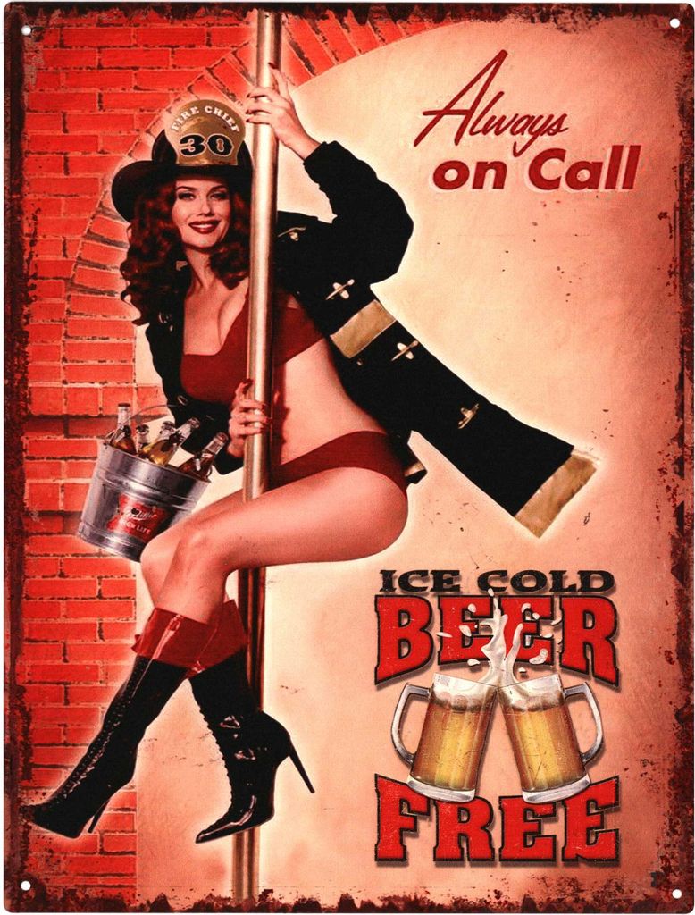 Moritz Deko Blechschild Bier Always on Call Ice Cold Beer Metallschild Retro Vintage-Design zur Dekoration Wanddekoration