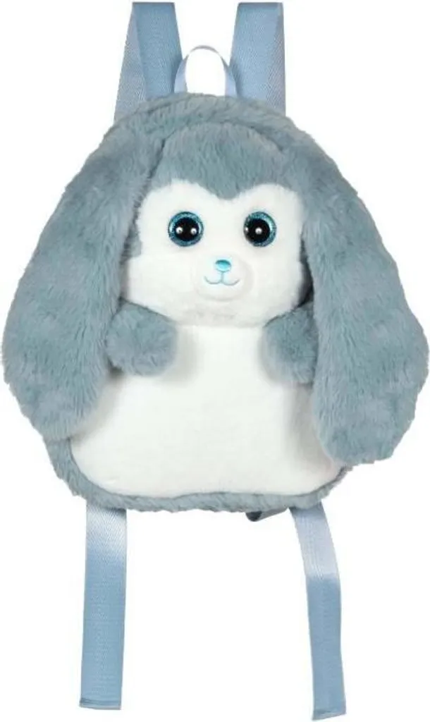 Zaino di peluche, design con coniglietti blu e bianco, 30 cm, GIPSY TOYS, Fluffy Bag