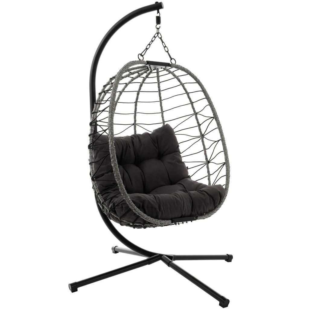 di volio Hängesessel mit Gestell CORTA grau, Hängestuhl für Indoor & Outdoor, bis 150 kg belastbar, Hängeschaukel aus robusten Materialien, ink...