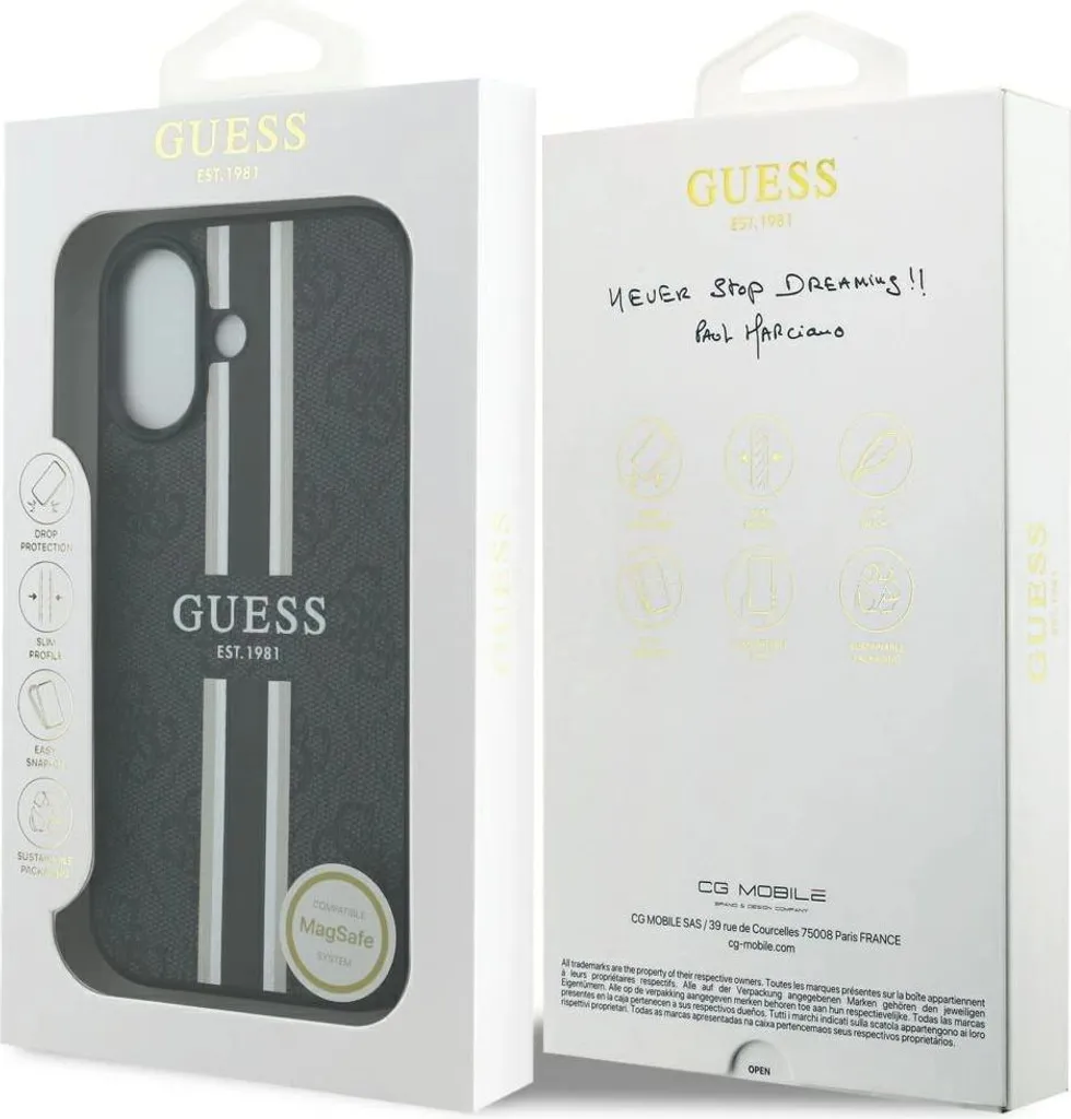Guess Cover iPhone 17 MagSafe 4G Stripes Nera - Protezione Anti-Urto - 8