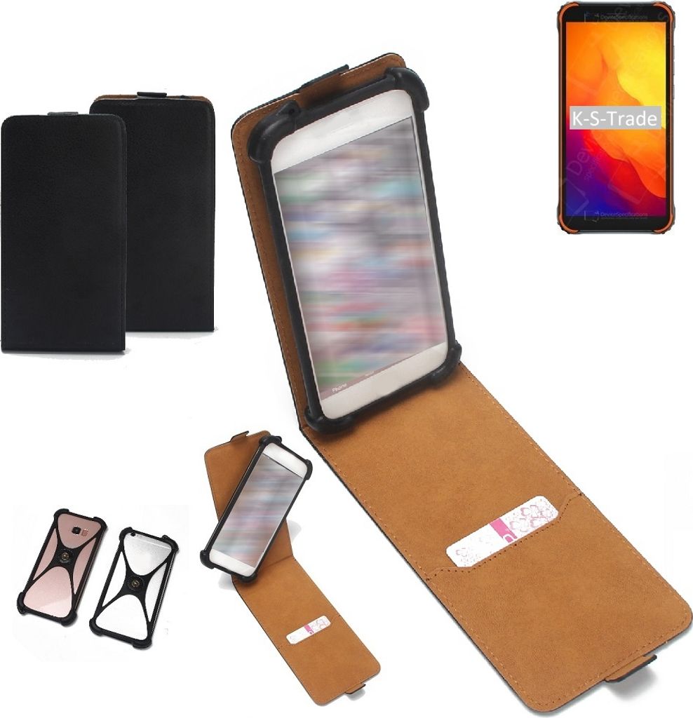 K-S-Trade Handyhülle Schutzhülle kompatibel mit Blackview BV4900S Hülle Case Cover Flip Style Bumper schwarz 1x