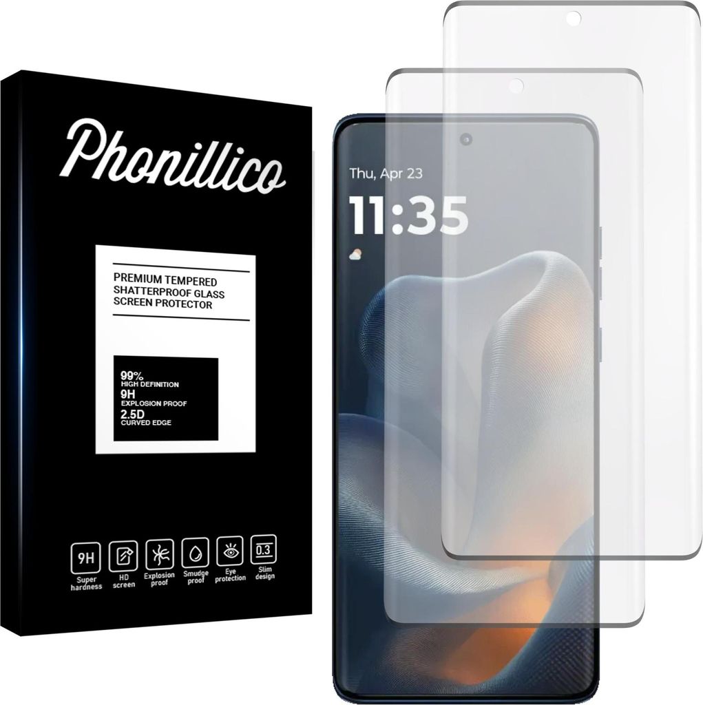 A product box and screen protectors for a smartphone.