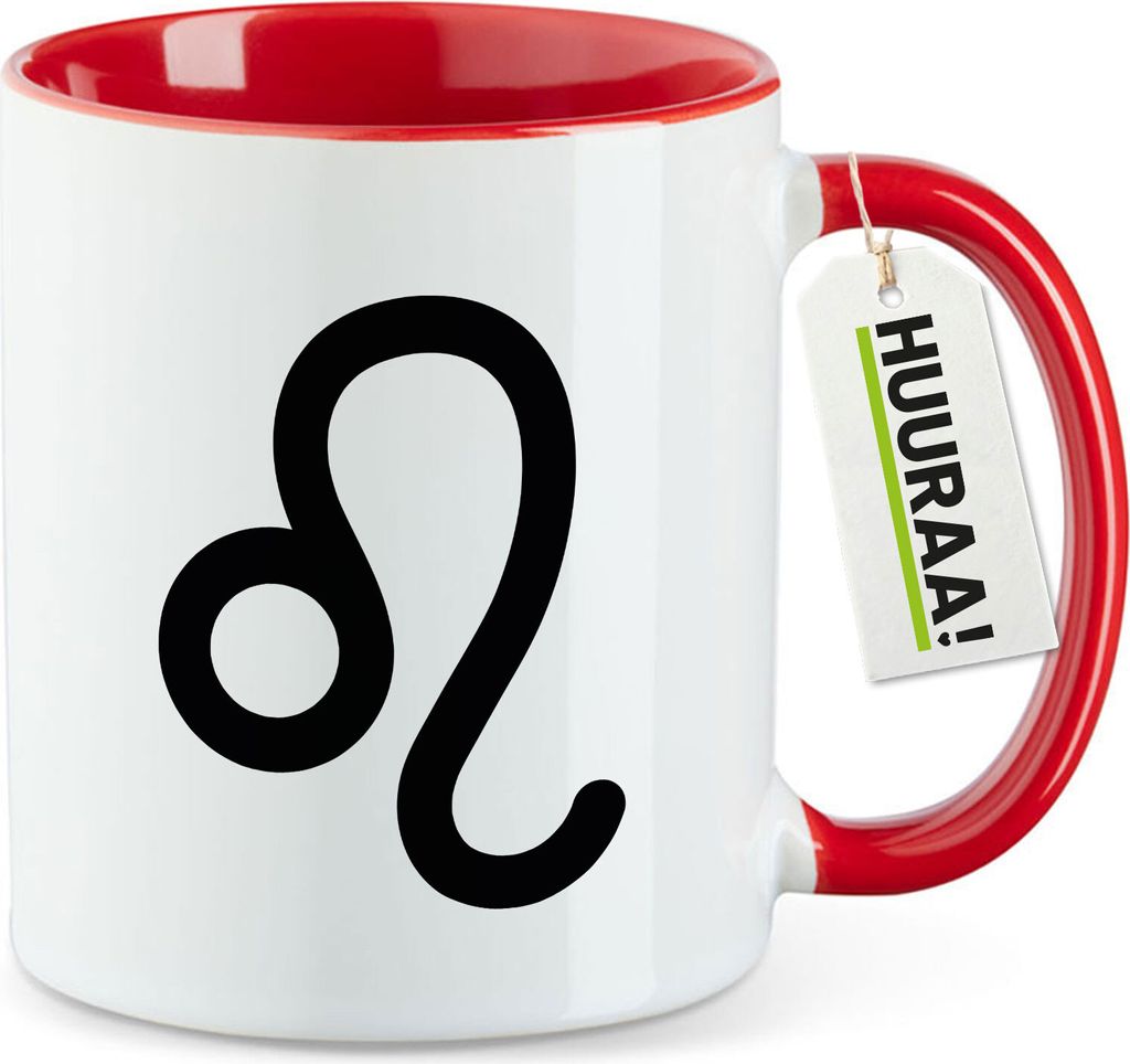 Huuraa Kaffeetasse Löwe Sternzeichen Zeichen 330ml Rot Keramik Kaffeebecher Geschenkidee