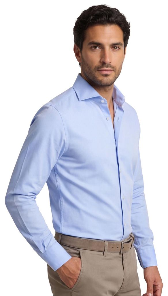 Ledub Slim Fit Hemd blau Stretch