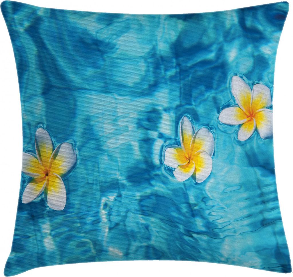 ABAKUHAUS Tropisch Kissenbezug, Frangipani Blume Aqua, Waschbar mit Reißverschluss Kissenhülle mit Farbfesten Klaren Farben Beidseitiger Druck, 4...