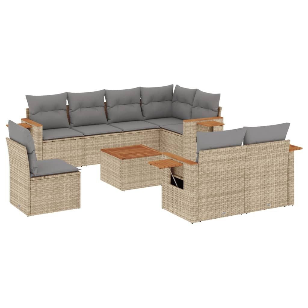 "im Sonderangebot" 9-tlg. Garten-Lounge-Set - elegantes Design - Sitzgruppe/Gartengarnitur - mit Kissen Beige Poly Rattan - Terassenmöbel DEMöbel...