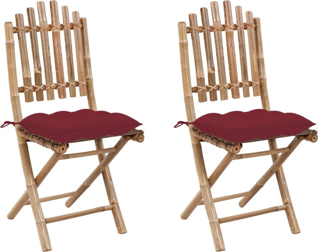 Klappbare Gartenstühle 2 Stk. mit Kissen Bambus