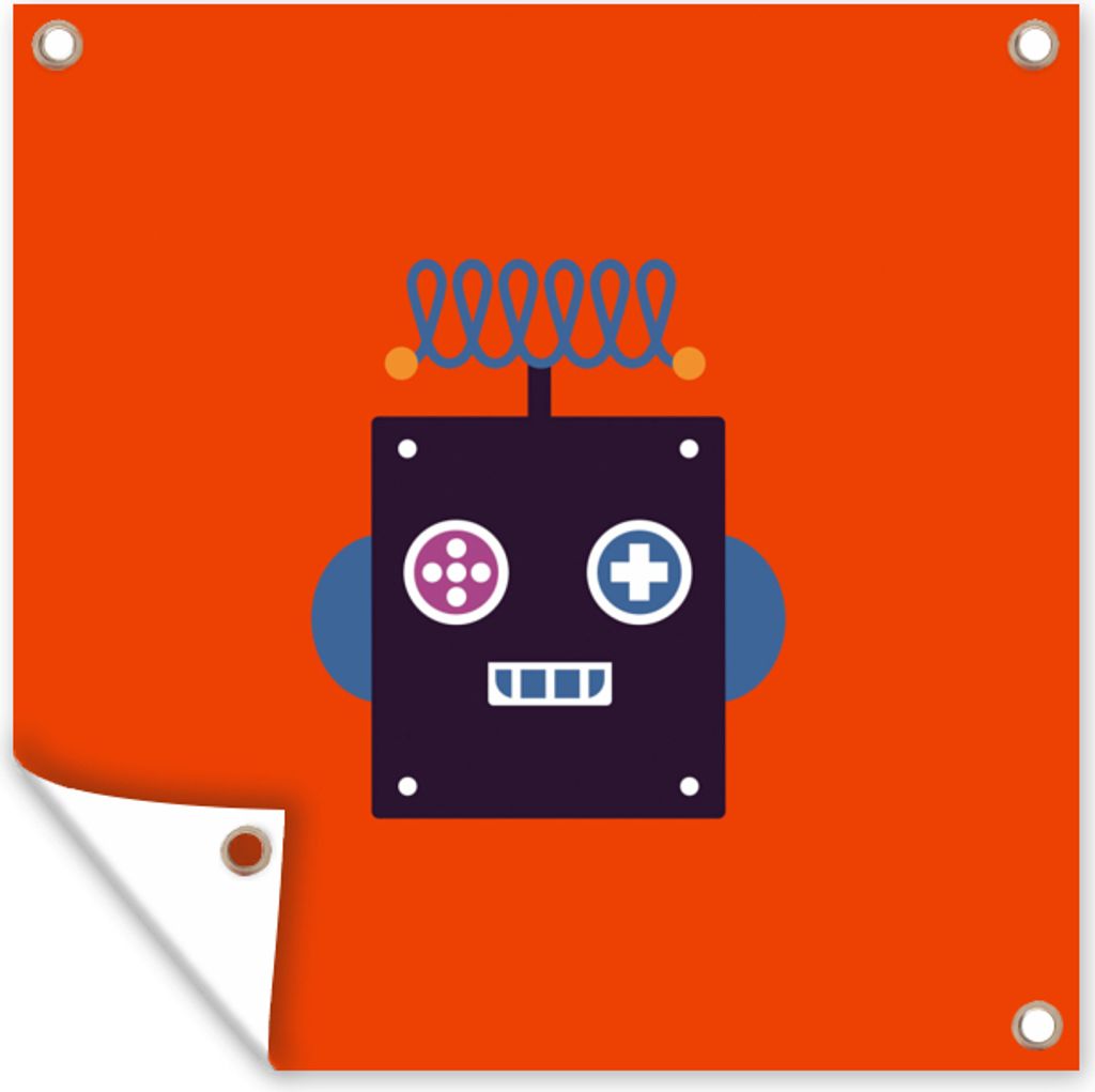 MuchoWow 50x50 cm Outdoor-Poster Gartendeko Sichtschutz Garten Poster für den Garten Roboter - Rot - Gesicht - Formen - Jungen - Kinder