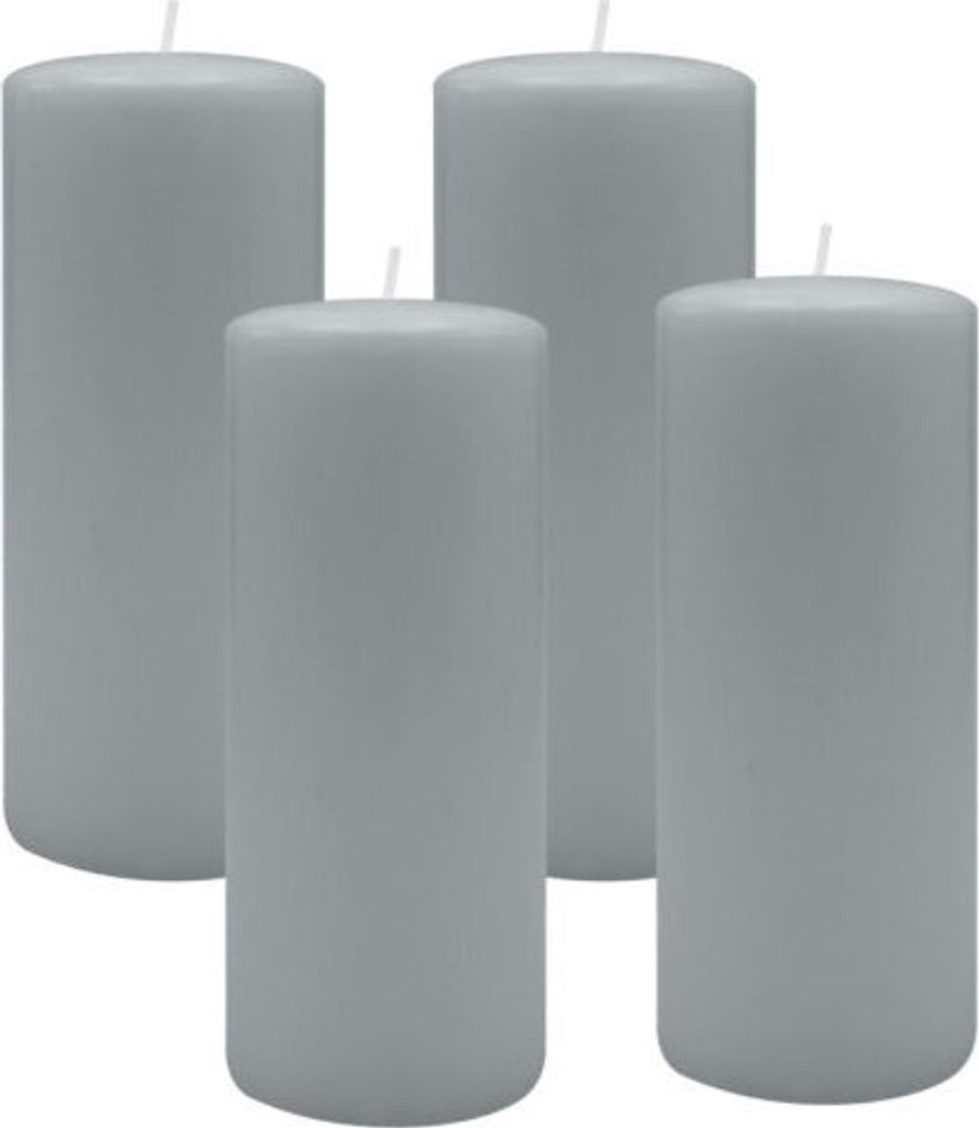 4er Set Adventskranzkerzen Silbergrau Ø 40 x 200 mm