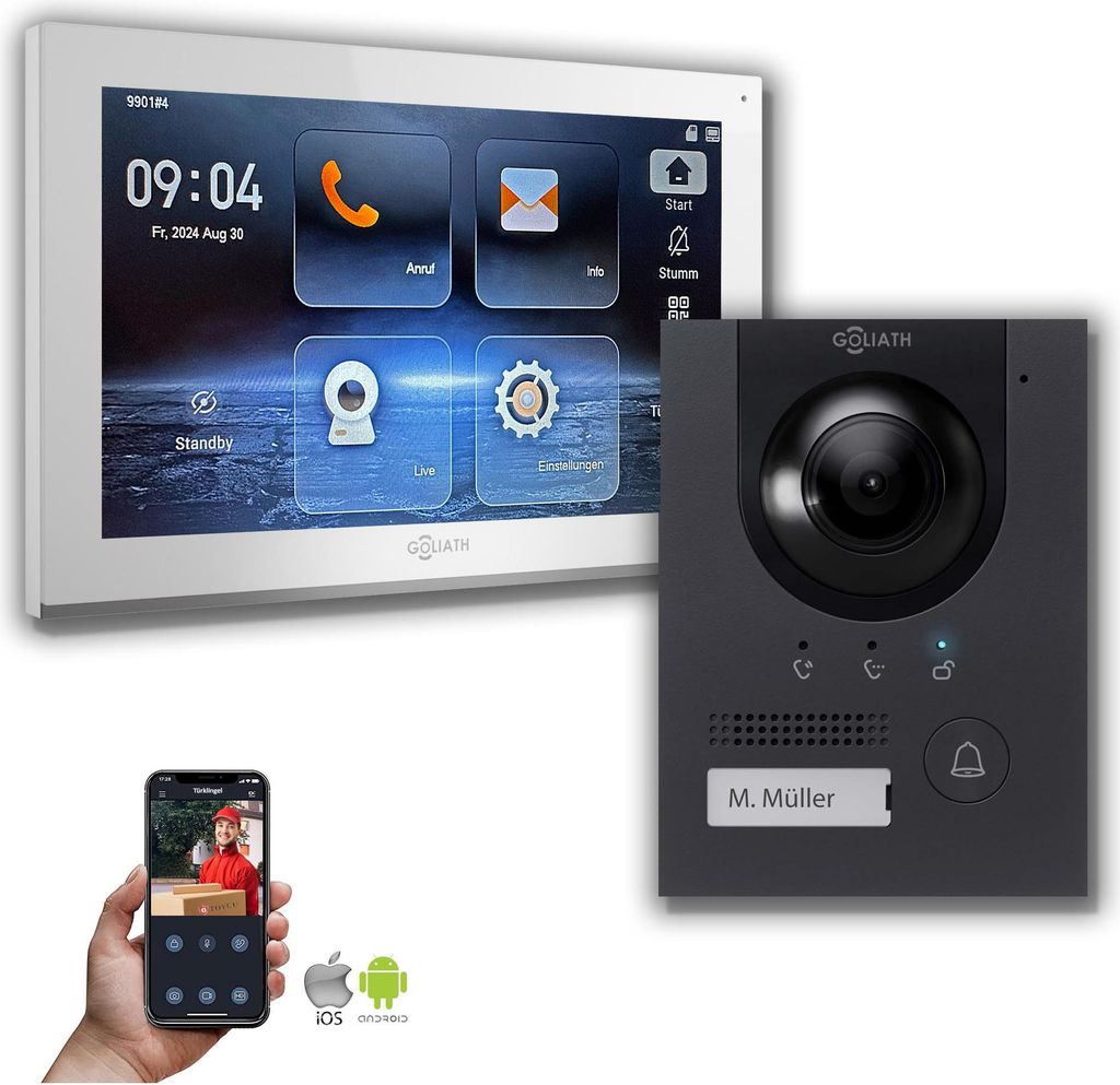 IP Gegensprechanlage | 10 Zoll Monitor | Anthrazit : 1 Monitor : 10 Zoll Weiß : Unterputzdose Monitor Anzahl: 1 Monitor Monitor Farbe: 10 Zoll We...