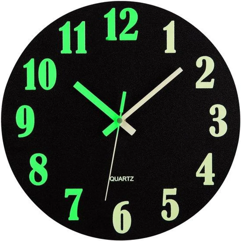 Horloge murale ronde à LED en MDF de 30 cm, fonctionnement à piles